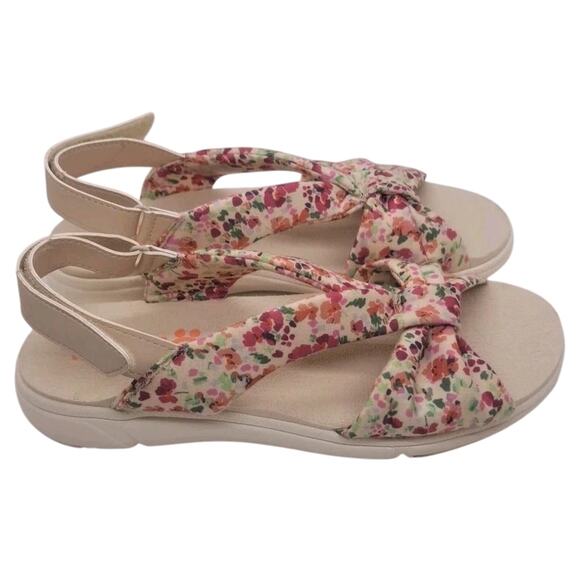 Ryka Shoes - Ryka Floral Print Adjustable Sandals 8 Macy Floral Almond Beige Slingback Ditsy